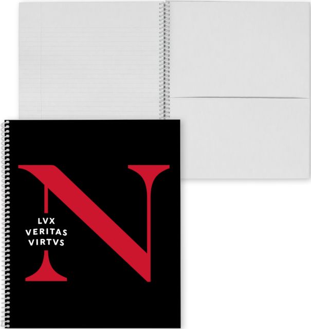 Northeastern College Spiral Notebook w/Clear Coil Northeastern N Monogram Motto - ONLINE ONLY