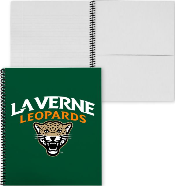 LaVerne College Spiral Notebook w/Clear Coil University of La Verne  Leopards Arched with Mascot Stacked