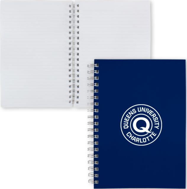 Queens U of Charlotte Clear 7 x 10 Spiral Journal Notebook Queens Q Athletic Seal - ONLINE ONLY