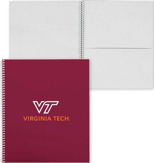 Virginia Tech College Spiral Notebook w/Clear Coil Primary Institutional Mark - ONLINE ONLY