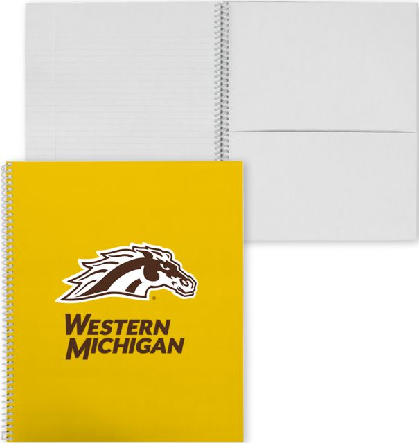 Western Michigan College Spiral Notebook w/Clear Coil Western Michigan with Bronco Head Mascot - ONLINE ONLY