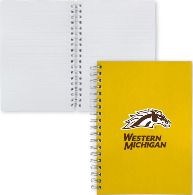 Western Michigan Clear 7 x 10 Spiral Journal Notebook Western Michigan with Bronco Head Mascot - ONLINE ONLY