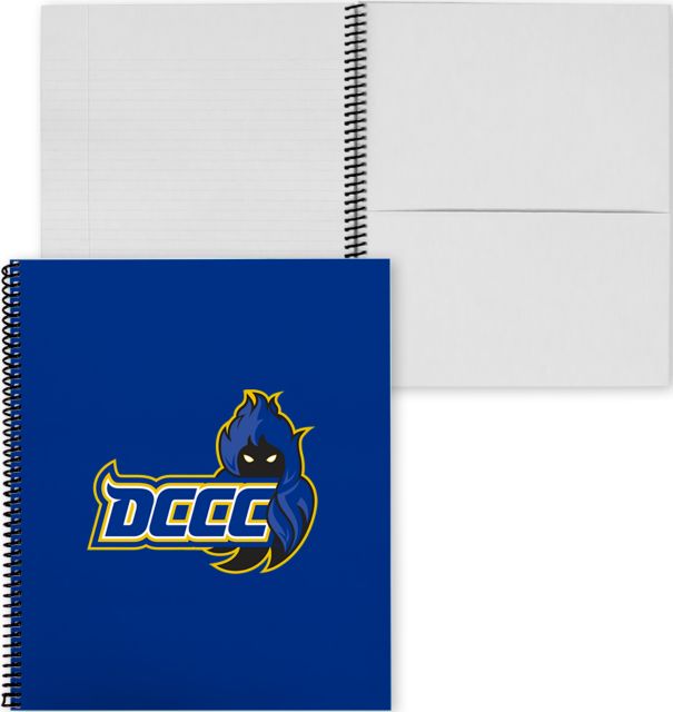 Delaware CC College Spiral Notebook w/Black Coil DCCC Wordmark with Mascot - ONLINE ONLY