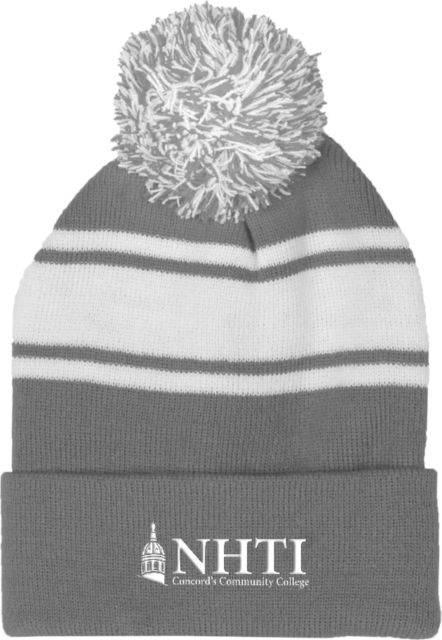 NHTI Concord Two Tone Knit Pom Beanie w/Cuff NHTI Primary Wordmark - ONLINE ONLY