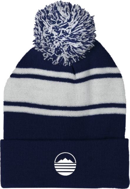 Blue Ridge Two Tone Knit Pom Beanie w/Cuff Ridge Community College Moutain Mark - ONLINE ONLY