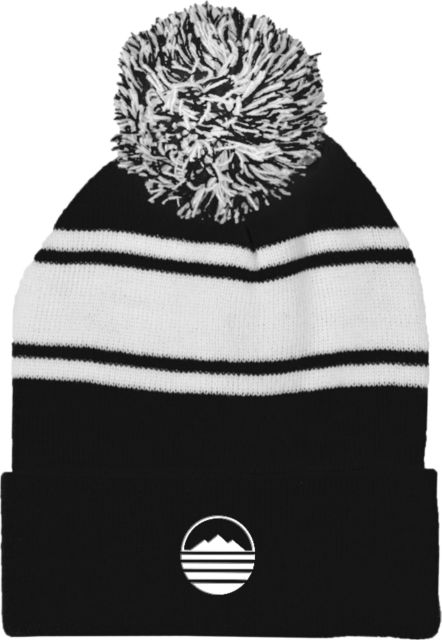 Blue Ridge Two Tone Knit Pom Beanie w/Cuff Ridge Community College Moutain Mark - ONLINE ONLY