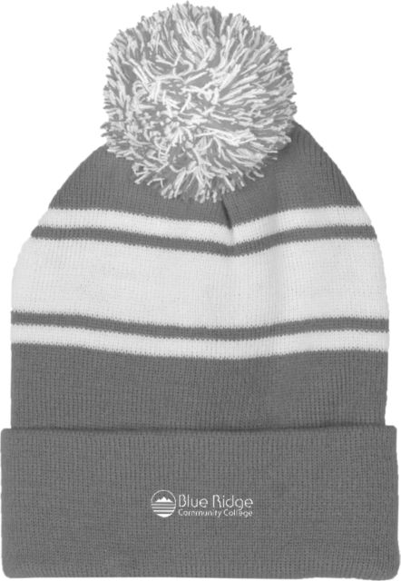 Blue Ridge Two Tone Knit Pom Beanie w/Cuff Ridge Community College Wordmark - ONLINE ONLY