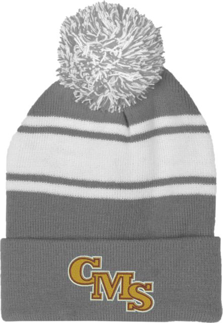 Claremont-Mudd-Scripps Two-Tone Knit Pom Beanie with Cuff - ONLINE ONLY