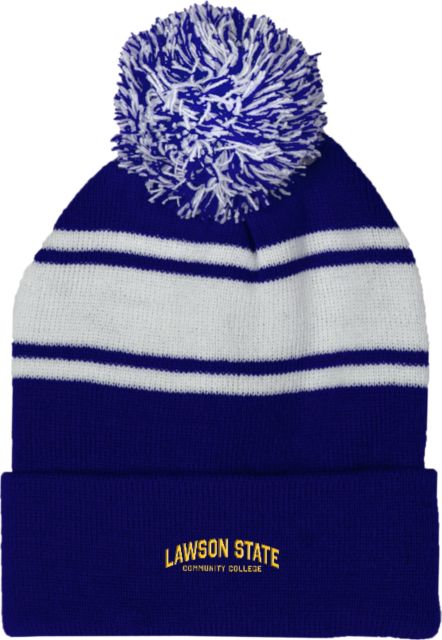 Lawson State Two Tone Knit Pom Beanie w/Cuff Arched Lawson State Community College - ONLINE ONLY