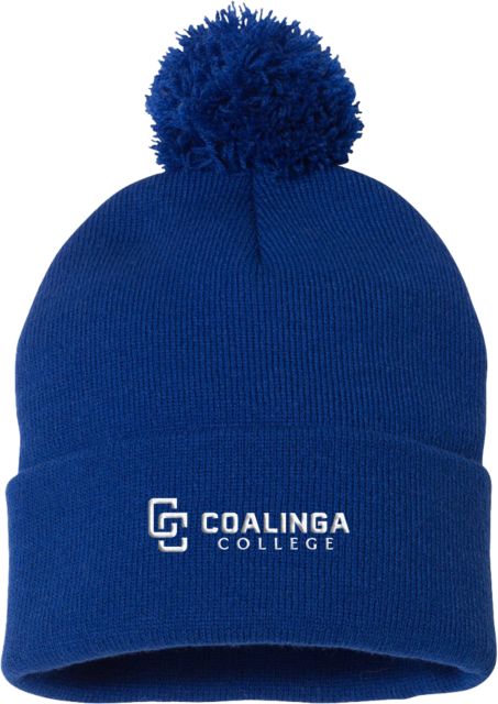 WHC Coalinga Sportsman Pom Pom Cuffed Beanie Coalinga College Horizontal Lockup - ONLINE ONLY