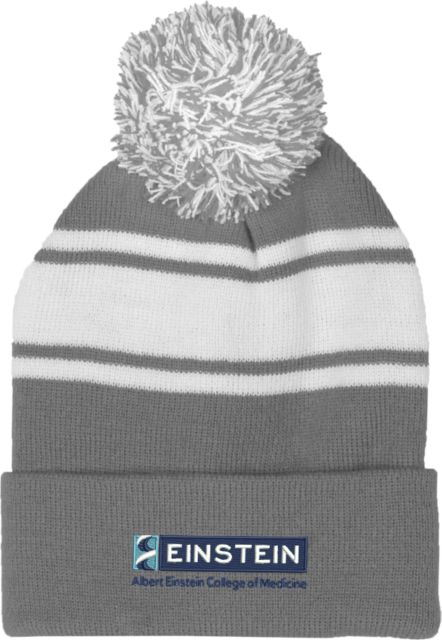 Albert Einstein Two Tone Knit Pom Beanie w/Cuff Einstein Logo - ONLINE ONLY