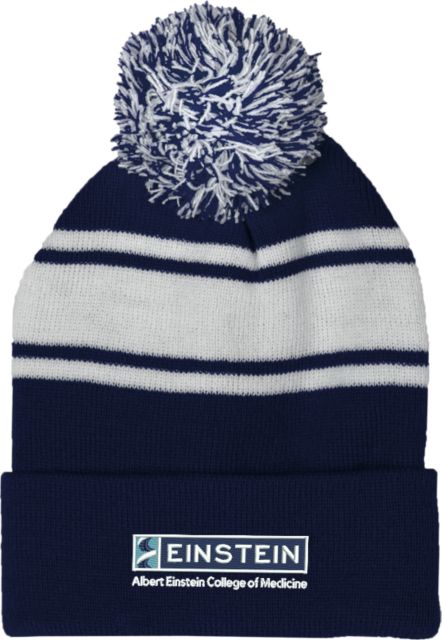 Albert Einstein Two Tone Knit Pom Beanie w/Cuff Einstein Logo - ONLINE ONLY