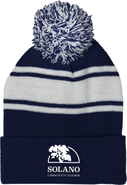 Solano Two Tone Knit Pom Beanie w/Cuff Solano Community College Institutional Mark - ONLINE ONLY