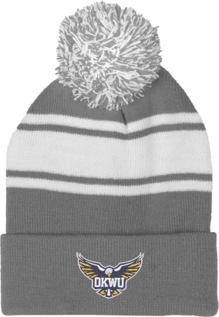 Oklahoma Wesleyan Two Tone Knit Pom Beanie w/Cuff Primary Eagle - ONLINE ONLY