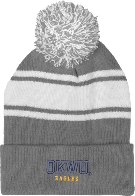 Oklahoma Wesleyan Two Tone Knit Pom Beanie w/Cuff Logotype - ONLINE ONLY