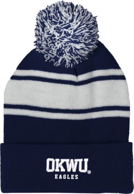 Oklahoma Wesleyan Two Tone Knit Pom Beanie w/Cuff Logotype - ONLINE ONLY