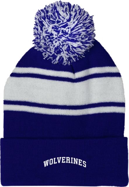SBVC Two Tone Knit Pom Beanie w/Cuff Arched Wolverines - ONLINE ONLY