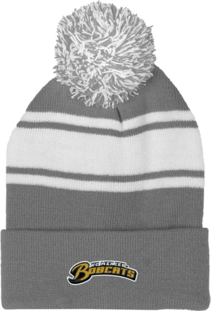 UC Merced Two Tone Knit Pom Beanie w/Cuff Wordmark - ONLINE ONLY