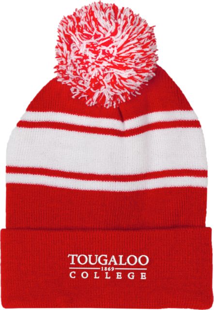 Tougaloo Two Tone Knit Pom Beanie w/Cuff Primary Mark - ONLINE ONLY
