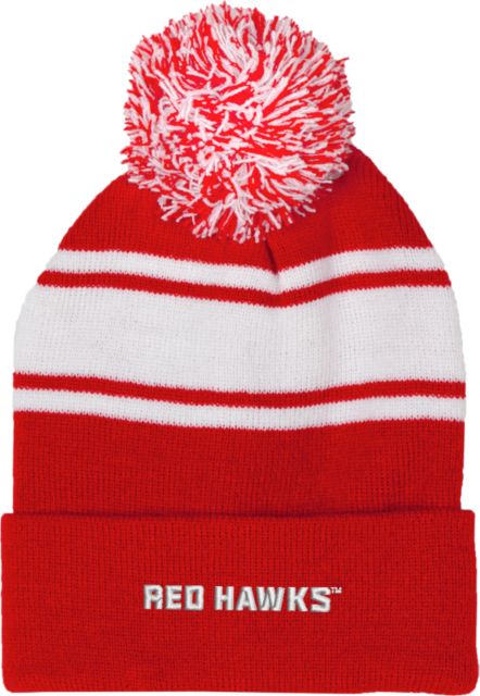 Montclair State Two Tone Knit Pom Beanie w/Cuff Hawks Word Mark - ONLINE ONLY