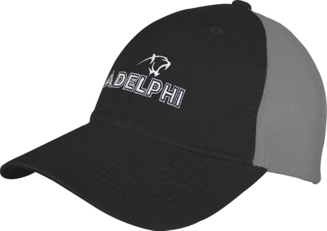 Adelphi Black/Charcoal Mesh Back Unstructured Low Profile Hat Adelphi with Panther Head - ONLINE ONLY