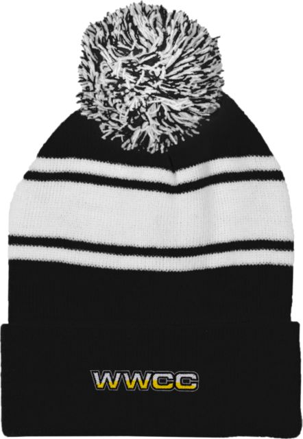 Walla Walla Two Tone Knit Pom Beanie w/Cuff WWCC Logo - ONLINE ONLY