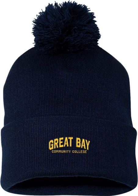 Great Bay CC Sportsman Pom Pom Cuffed Beanie Arched Great Bay Community College - ONLINE ONLY
