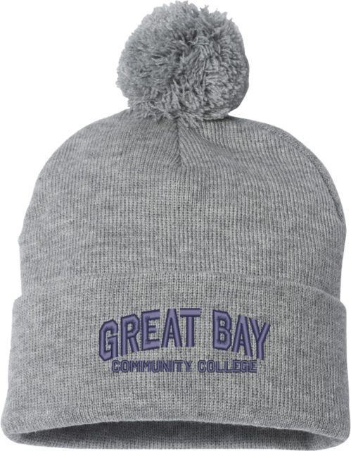 Great Bay CC Sportsman Pom Pom Cuffed Beanie Arched Great Bay Community College - ONLINE ONLY