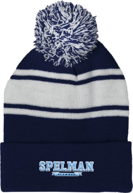 Spelman College Navy/White Two Tone Knit Pom Beanie w/Cuff Alumnae - Spelman College - ONLINE ONLY