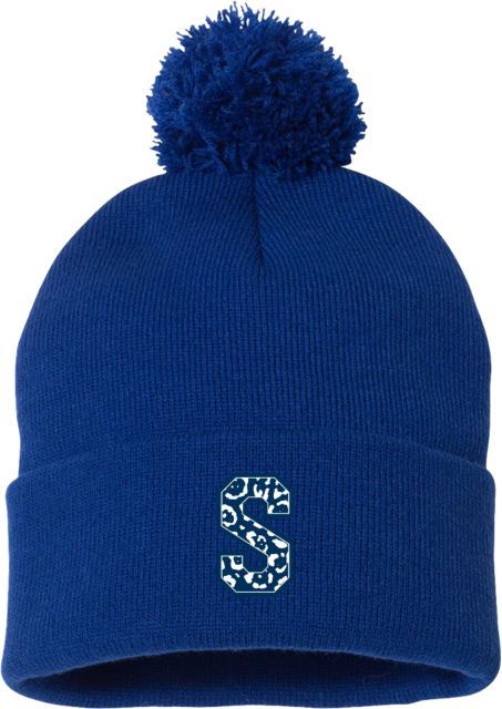 Spelman College Sportsman Pom Pom Cuffed Beanie Spelman S with Jaguar Print - ONLINE ONLY