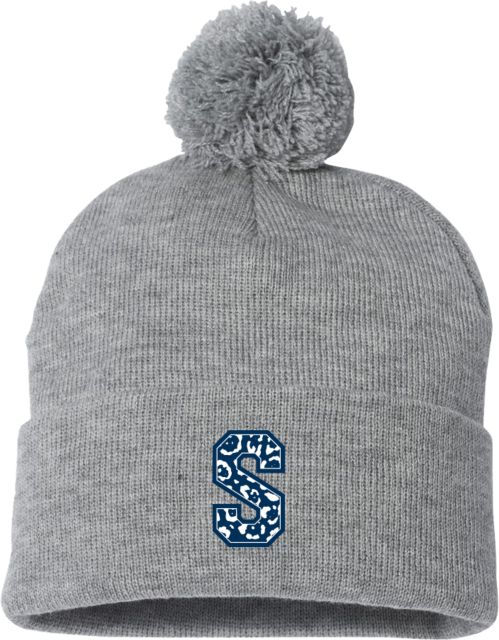 Spelman College Sportsman Pom Pom Cuffed Beanie Spelman S with Jaguar Print - ONLINE ONLY
