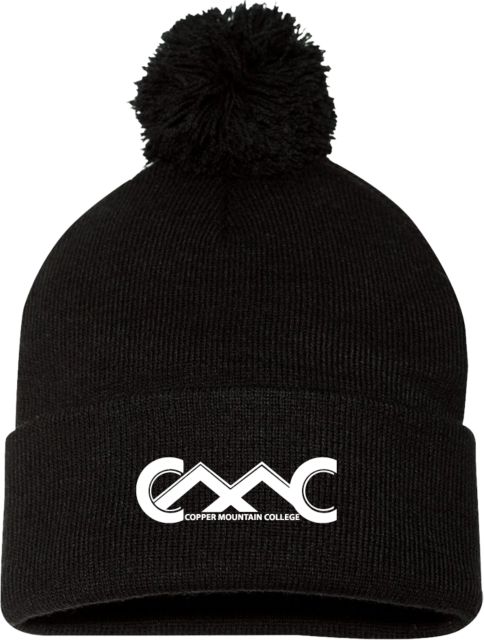 Copper Mountain Sportsman Pom Pom Cuffed Beanie Copper Mountain College Primary Mark - ONLINE ONLY