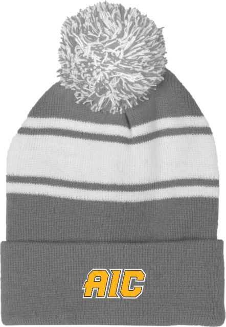 American International Two Tone Knit Pom Beanie w/Cuff AIC Primary Athletic Mark - ONLINE ONLY