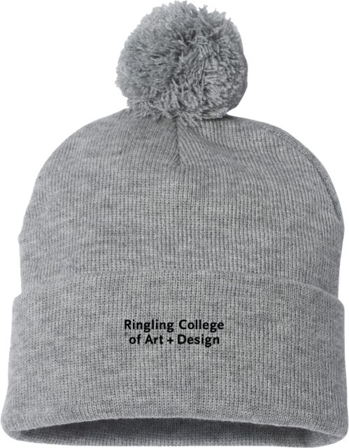 Ringling School Sportsman Pom Pom Cuffed Beanie Ringling College of Art and Design Stacked - ONLINE ONLY