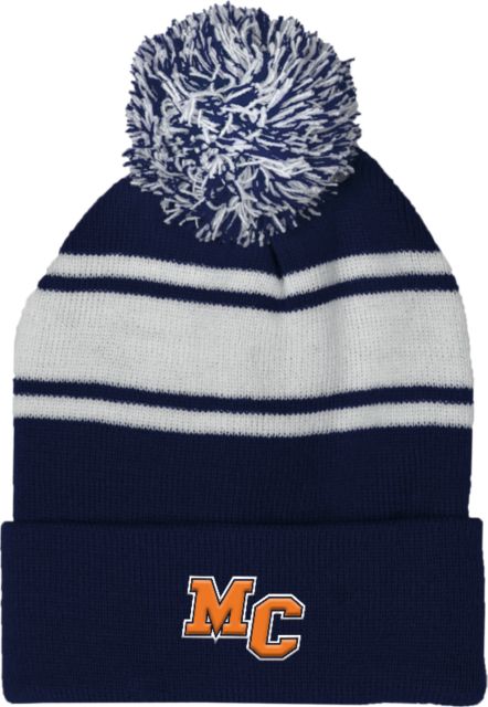 Morton College Navy/White Two Tone Knit Pom Beanie w/Cuff Morton College MC Mark - ONLINE ONLY