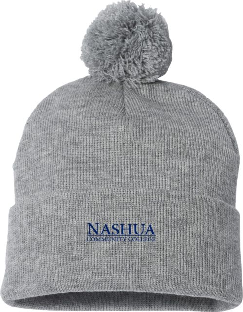 Nashua CC Sportsman Pom Pom Cuffed Beanie Nashua Community College Wordmark - ONLINE ONLY