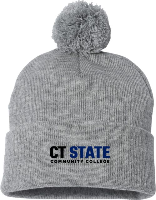 Connecticut Sportsman Pom Pom Cuffed Beanie CT State Community College Wordmark - ONLINE ONLY