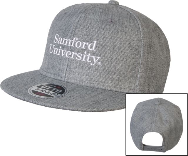 Samford Wool Blend Flat Bill Snapback Hat University Wordmark Stacked - ONLINE ONLY