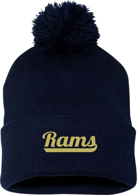 Shepherd Sportsman Pom Pom Cuffed Beanie Rams Script Logo - ONLINE ONLY