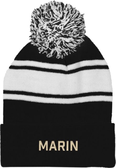 College of Marin Two Tone Knit Pom Beanie w/Cuff College of Marin - Marin Wordmark - ONLINE ONLY