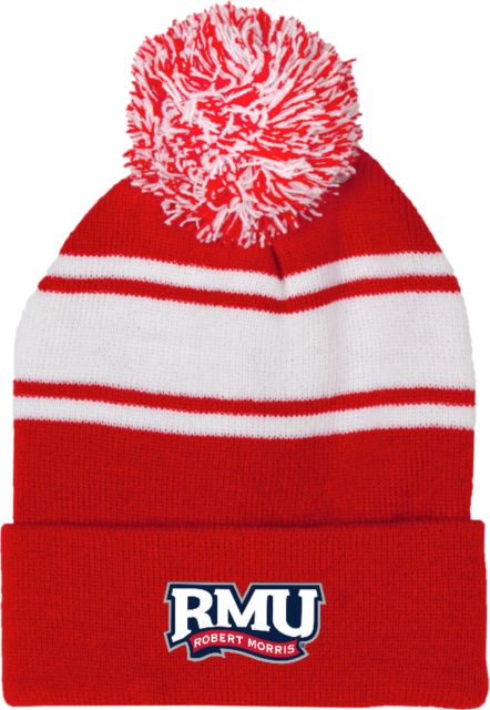 Robert Morris Two Tone Knit Pom Beanie w/Cuff RMU Robert Morris