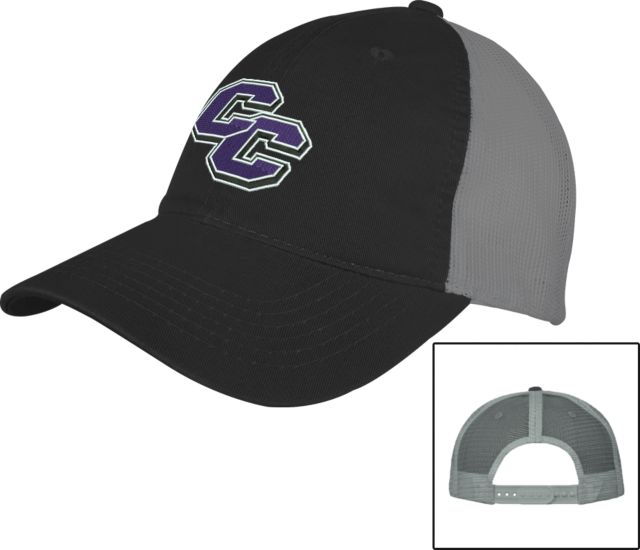 Curry College Black/Charcoal Mesh Back Unstructured Low Profile Hat Curry College Primary Athletic Mark - ONLINE ONLY