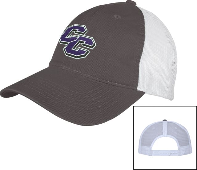 Curry College Charcoal/White Mesh Back Unstructured Low Profile Hat Curry College Primary Athletic Mark - ONLINE ONLY