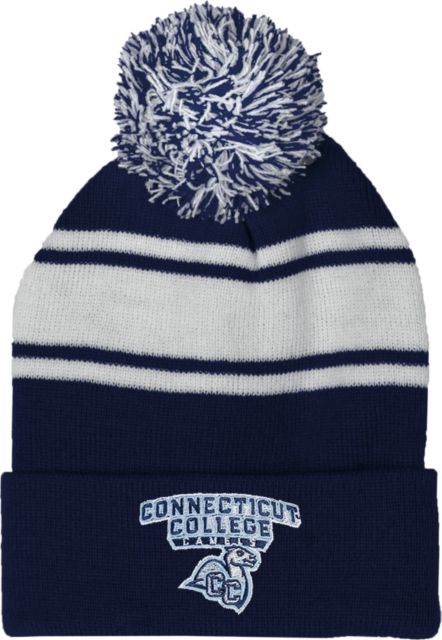 Connecticut College Two Tone Knit Pom Beanie w/Cuff Primary Mark - ONLINE ONLY
