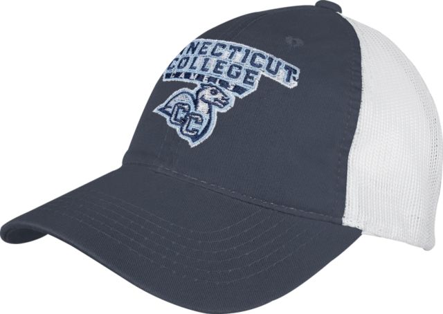 Connecticut College Blue/White Mesh Back Unstructured Low Profile Hat Primary Mark - ONLINE ONLY