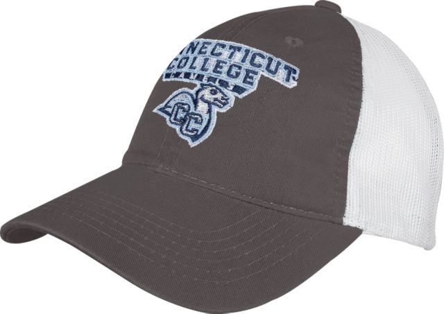 Connecticut College Charcoal/White Mesh Back Unstructured Low Profile Hat Primary Mark - ONLINE ONLY
