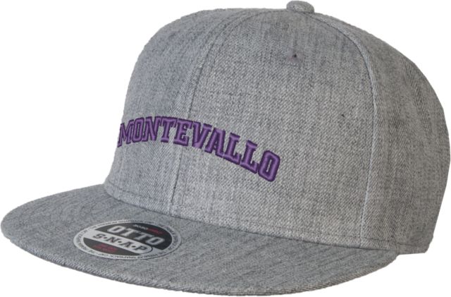 Montevallo Wool Blend Flat Bill Snapback Hat Arched Montevallo Wordmark - ONLINE ONLY