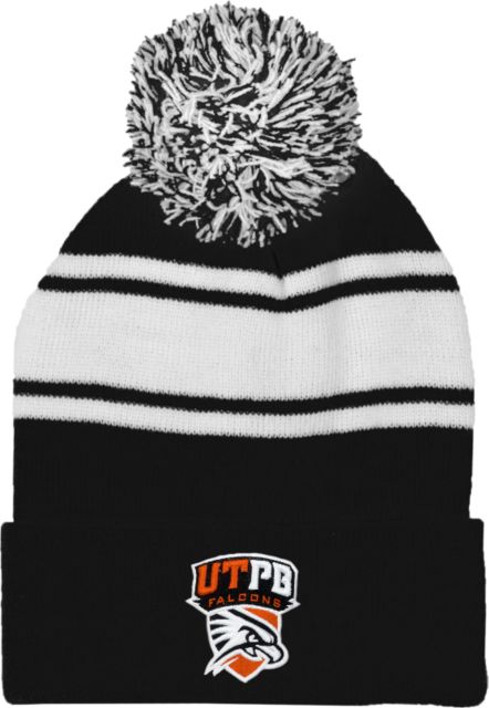 UT Permian Basin Two Tone Knit Pom Beanie w/Cuff Official Logo - ONLINE ONLY