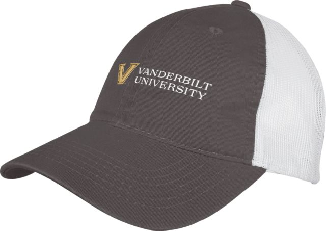 Vanderbilt Charcoal/White Mesh Back Unstructured Low Profile Hat Vanderbilt University - Flat Mark - ONLINE ONLY