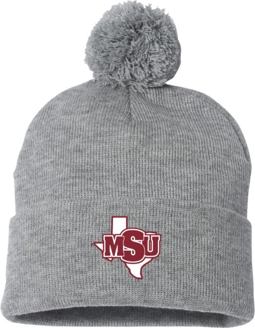 Midwestern State Sportsman Pom Pom Cuffed Beanie MSU Logo - ONLINE ONLY